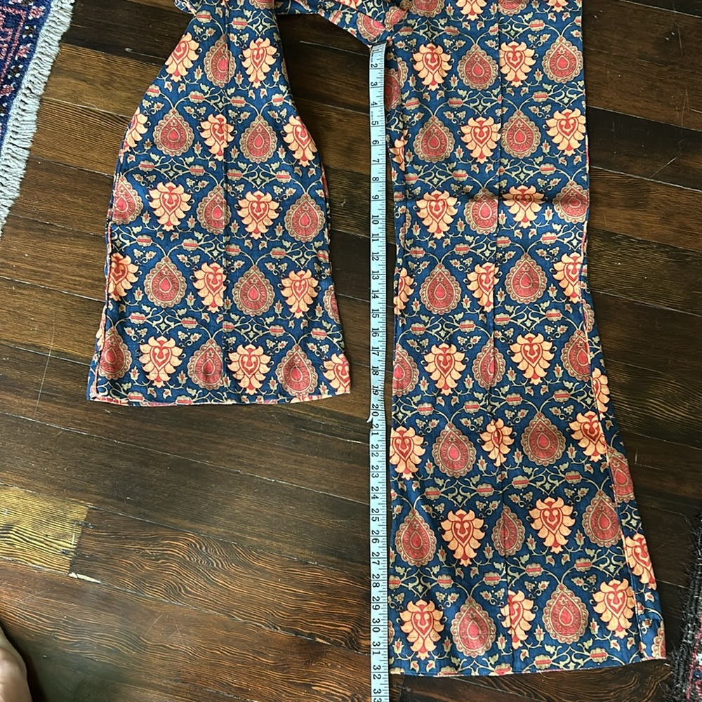 Chasing Unicorns Black Floral Wide-Leg Pants with Orange Print - Picture 8 of 11